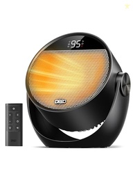 Dreo Space Heater 1500W, 60 Adjustable Tilt, 10.5ft/s Portable Electric Heaters for Indoor Use with Thermostat, 8 Safety Protections, 3 Modes, Remote, Quiet Desk Heater for Bedroom, Office, Black