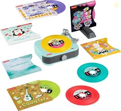 FISHER-PRICE MUSICAL TOY DELUXE ROCKIN RECORD PLAYER PRETEND TURNTABLE WITH 6 ALBUMS FOR PRESCHOOL PLAY PLUS BONUS EXCLUSIVE HOLIDAY ALBUM KIDS AGES 3+ YEARS (AMAZON EXCLUSIVE)