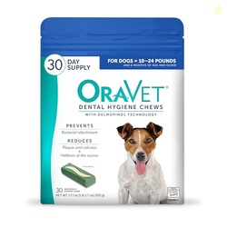 ORAVET Dental Chews for Dogs, Oral Care and Hygiene Chews (Small Dogs, 10-24 lbs.) Blue Pouch, 30 Count
