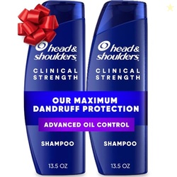 HEAD & SHOULDERS ANTI-DANDRUFF SHAMPOO, CLINICAL STRENGTH ADVANCED OIL CONTROL TWIN PACK, 1% SELENIUM SULFIDE, SEBORRHEIC DERMATITIS RELIEF, OILY SCALP, 13.5 FL OZ EACH