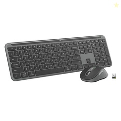 LOGITECH MK955 SIGNATURE SLIM WIRELESS KEYBOARD AND MOUSE COMBO, FOR LARGER HANDS, QUIET TYPING AND CLICKING, SWITCH ACROSS THREE DEVICES, BLUETOOTH, MULTI-OS, FOR WINDOWS AND MAC