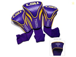 Team Golf NCAA LSU Tigers Contour Golf Club Headcovers (3 Count) Numbered 1, 3, & X, Fits Oversized Drivers, Utility, Rescue & Fairway Clubs, Velour lined for Extra Club Protection