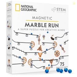 National Geographic Magnetic Marble Run - 75-Piece STEM Building Set for Kids & Adults with Magnetic Track & Trick Pieces & Marbles for Building A Marble Maze, STEM Project