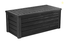 Keter Westwood 150 Gallon Resin Large Outdoor Storage Box for Patio Furniture, Outdoor Cushions, Garden Tools and Pool Floats, Dark Grey