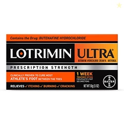 Lotrimin Ultra 1 Week Athlete's Foot Treatment, Prescription Strength Butenafine Hydrochloride 1%, Cures Most Athletes Foot Between Toes, Cream, 1.1 Oz