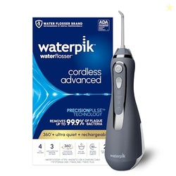 Waterpik Cordless Advanced 2.0 Water Flosser For Teeth, Gums, Braces, Dental Care With Travel Bag and 4 Tips, ADA Accepted, Rechargeable, Portable, and Waterproof, Gray WP-587, Packaging May Vary