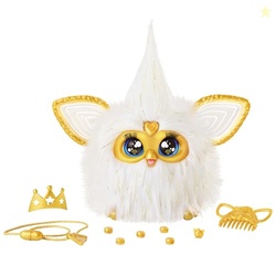 Furby Gold Glam Interactive Plush Toys for 6 Year Old Girls & Boys & Up, Voice Activated Animatronic, Speaks English & Furbish, White, Christmas Stocking Stuffers (Amazon Exclusive)