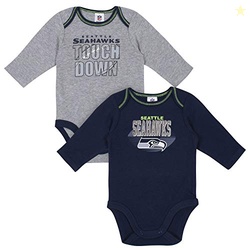 NFL Seattle Seahawks 2 Pack Long Sleeve Bodysuit, grey/blue Seattle Seahawks, 18M