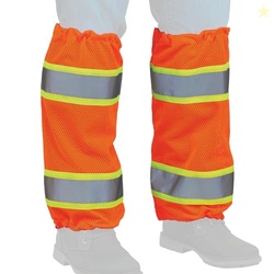 Ergodyne GloWear 8009 High Visibility Reflective Leg Gaiters, Two-Tone Mesh, Class E, 1- Pair , Orange