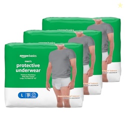 AMAZON BASICS INCONTINENCE UNDERWEAR FOR MEN, MAXIMUM ABSORBENCY, LARGE, 54 COUNT (3 PACKS OF 18)