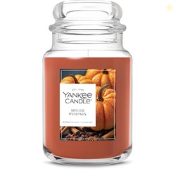 Yankee Candle Spiced Pumpkin, Thanksgiving Scented Candle, 22oz Large Jar with up to 150 Hour Burn Time, Giftable