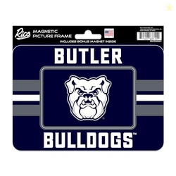 Rico Industries NCAA Butler Bulldogs Stripes Magnetic Picture Frame (5"x6.75") & Magnet Combo Set - Home Dcor - Regrigerator, Office, Kitchen