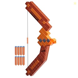 Nerf Minecraft Bow Dart Blaster, Pull-Back String Priming, 8 N1 Darts Compatible Only N1 Dart Blasters, Ages 8+