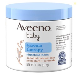 AVEENO BABY ECZEMA THERAPY NIGHTTIME BODY BALM, MOISTURIZING ECZEMA TREATMENT, CERAMIDES, TRIPLE OAT COMPLEX, SOOTHES DRY, ITCHY SKIN, HYPOALLERGENIC, FRAGRANCE & STEROID FREE, 11OZ