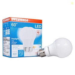 Sylvania LED Light Bulb, 60W Equivalent A19, Efficient 8.5W, Medium Base, Frosted Finish, 800 Lumens, Daylight - 2 Pack (79282)
