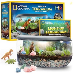 National Geographic Light Up Terrarium Kit for Kids - Build a Dinosaur Habitat with Real Plants & Gemstones, Science Kit, Dinosaur Toys for Kids (Amazon Exclusive)