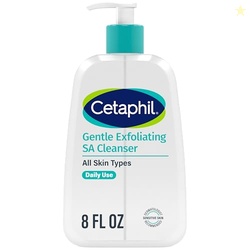 CETAPHIL GENTLE EXFOLIATING SA CLEANSER, FOAMING GEL CLEANSER FOR ALL SKIN TYPES, 8 OZ PUMP BOTTLE, SALICYLIC ACID, MANDELIC ACID & GLUCONOLACTONE, GENTLY EXFOLIATES, DERMATOLOGIST RECOMMENDED BRAND