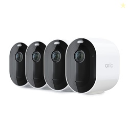 Arlo Pro 5S Spotlight Security Camera 2K HDR | Outdoor | Wireless | Dual-Band Wi-Fi Connects to Strongest Network |12X Zoom, 2-Way Audio, Siren, Color Night Vision,Live Stream(White, 4 Cameras)