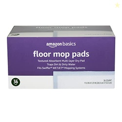 Amazon Basics Floor Mopping Pads, Fits Swiffer WetJet Mopping Systems, 36 Count (Pack of 1)