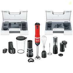 BLACK+DECKER Kitchen Wand Cordless Immersion Blender, 6 in 1 Multi Tool Set, Hand Blender with Charging Dock, Red (BCKM1016KS06)