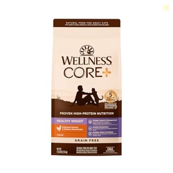 Wellness CORE+ Adult Dry Cat Food for Indoor & Outdoor Cats, Grain Free, Natural, Healthy Weight, Chicken and Chicken Meal (4.75 Pound Bag)
