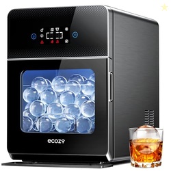 ecozy 2" Clear Ice Ball Maker with CrystalFlux Technology, 4 pcs in 40 Mins, 144 pcs/Day, Sphere Ice Maker with Enhanced Insulation, Automatic Water Supply, Self-Cleaning for Whiskey & Bourbon