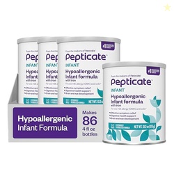 PEPTICATE BABY FORMULA, HYPOALLERGENIC POWDERED INFANT FORMULA FOR COW MILK ALLERGY, WITH OMEGA 3 DHA, ARA, IRON & PREBIOTICS, 13.2OZ (PACK OF 4)
