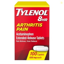 Tylenol 8HR Arthritis Pain Relief Caplets, 650 mg Acetaminophen for Minor Arthritis & Joint Pain, Fever Reducer, Extended Release, Gentle on Stomach, 100 ct