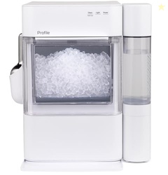 GE PROFILE OPAL 2.0 ULTRA NUGGET ICE MAKER WITH SIDE TANK AND SCALE INHIBITING FILTER, SCOOP INCLUDED, 38 LBS IN 24 HOURS, PELLET ICE MACHINE WITH WIFI & SMART CONNECTED, STONE WHITE