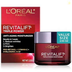L'OREAL PARIS REVITALIFT TRIPLE POWER ANTI-AGING FACE MOISTURIZER, PRO RETINOL, HYALURONIC ACID & VITAMIN C, REDUCE WRINKLES 2.55 OZ
