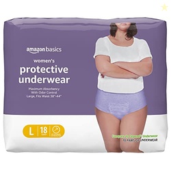 Amazon Basics Incontinence Underwear for Women, Protective, Disposable, Postpartum, Maximum Absorbency, Large, Lavender, 18 Count