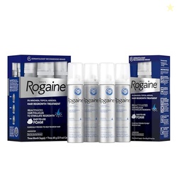 ROGAINE MENS 5% MINOXIDIL FOAM HAIR REGROWTH TREATMENT, FDA APPROVED BRAND, PROVEN TO IMPROVE HAIR REGROWTH, EXTRA STRENGTH MINOXIDIL FOAM, UNSCENTED AEROSOL, 4 MONTH SUPPLY (4 X 2.11 OZ CANS)