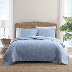 Tommy Bahama - Twin Quilt Set, Soft Cotton Bedding with Matching Sham, Oeko-Tex Certified, Dorm Essentials (Coasta Sera Blue)