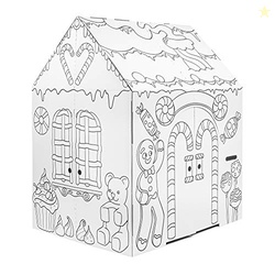 Easy Playhouse Gingerbread House - Kids Art & Craft for Indoor Fun, Color Favorite Holiday Sweets & Winter Friends Decorate & Personalize a Cardboard Fort, 32" X 26. 5" X 40. 5"