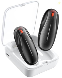 HAND WARMERS RECHARGEABLE 2 PACK, 14000MAH ELECTRIC HAND WARMERS WITH CHARGING CASE, QUICK CHARGE PORTABLE HEATER,GIFTS FOR CHRISTMAS, WINTER, OUTDOOR, CAMPING, HUNTING ACCESSORIES BLACK