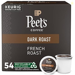 Peet's Coffee, Dark Roast Keurig K-Cup Pods - French Roast 54 Count (1 Box of 54 K-Cup Pods)