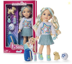 American Girl, AG Sisters Jozette Doll, with Blue Eyes, Long Wavy Blonde Hair with Blue Highlights, 14.5", Ages 4+