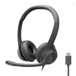 LOGITECH H391 WIRED HEADSET FOR PC/LAPTOP, STEREO HEADPHONES WITH NOISE CANCELING MICROPHONE, USB-C, IN-LINE CONTROLS, WORKS WITH CHROMEBOOK - GRAPHITE