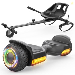 Gyroor Scooter with Adjustable Seat Attachment, 6.5" All-Terrain Self Balancing Scooter, 500W Motor, LED Lights & Bluetooth for Kids and Adults, Black
