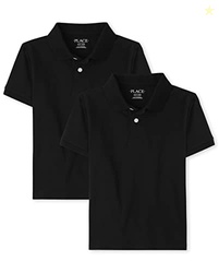 THE CHILDREN'S PLACE BOYS SHORT SLEEVE PIQUE POLO,BLACK 2 PACK,S (5/6)