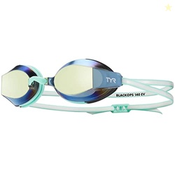 TYR Black Ops 140 EV Racing Mirrored Swim Goggles Women's Fit, Gold/Mint