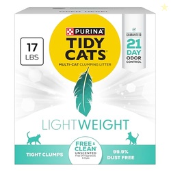 PURINA TIDY CATS LIGHTWEIGHTFREE AND CLEAN UNSCENTED, MULTI-CAT, CLUMPING, 99.9 PERCENT DUST FREE CAT LITTER - 17 LB. BOX