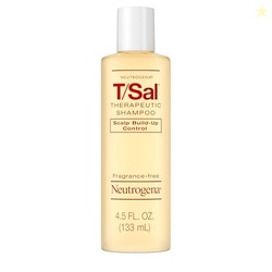 Neutrogena T/Sal Therapeutic Dandruff Shampoo, Scalp Build-Up Control, 3% Salicylic Acid, Scalp Psoriasis Treatment, Seborrheic Dermatitis Shampoo, Clears & Controls Flakes, Fragrance Free, 4.5 fl oz