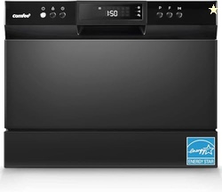 COMFEE COUNTERTOP DISHWASHER, ENERGY STAR PORTABLE DISHWASHER, 6 PLACE SETTINGS & 8 WASHING PROGRAMS, SPEED, BABY-CARE, ECO& GLASS, DISH WASHER FOR DORM, RV& APARTMENT, BLACK