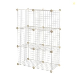 Amazon Basics 6 Cube Wire Grid Stackable Storage Shelves, 12.6 x 26 x 38 inches, White