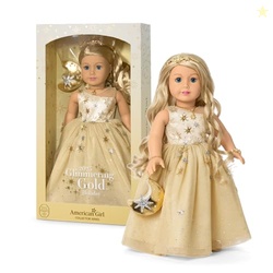 American Girl 2025 Glimmering Gold Holiday Collector Doll, with Light-Blue Eyes, Long Wavy Blonde Hair, Ages 8+