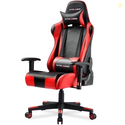 GTRACING Gaming Chair with Reclining Backrest, Adjustable Height and Swivel Base, Ergonomic Computer Chair with Headrest and Lumbar Support (Red)