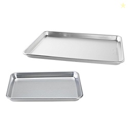 Nordic Ware Naturals Half Sheet and Quarter Sheet Baking Set - USA Made Aluminum Commercial Quality Sheet Pans for Baking or Roasting, Encapsulated Galvanized Steel Rim Prevents Warping
