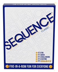 SEQUENCE- ORIGINAL SEQUENCE GAME WITH FOLDING BOARD, CARDS AND CHIPS BY JAX ( PACKAGING MAY VARY ) WHITE, 10.3" X 8.1" X 2.31"