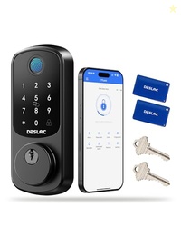 DESLOC SMART DOOR LOCK B200, SMART DEADBOLT LOCK, KEYLESS ENTRY DOOR LOCK, FINGERPRINT SMART LOCK, SMART LOCKS FOR FRONT DOOR, APP CONTROL, TOUCHSCREEN KEYPAD DEADBOLTS,12-MONTH BATTERY, BHMA GRADE3